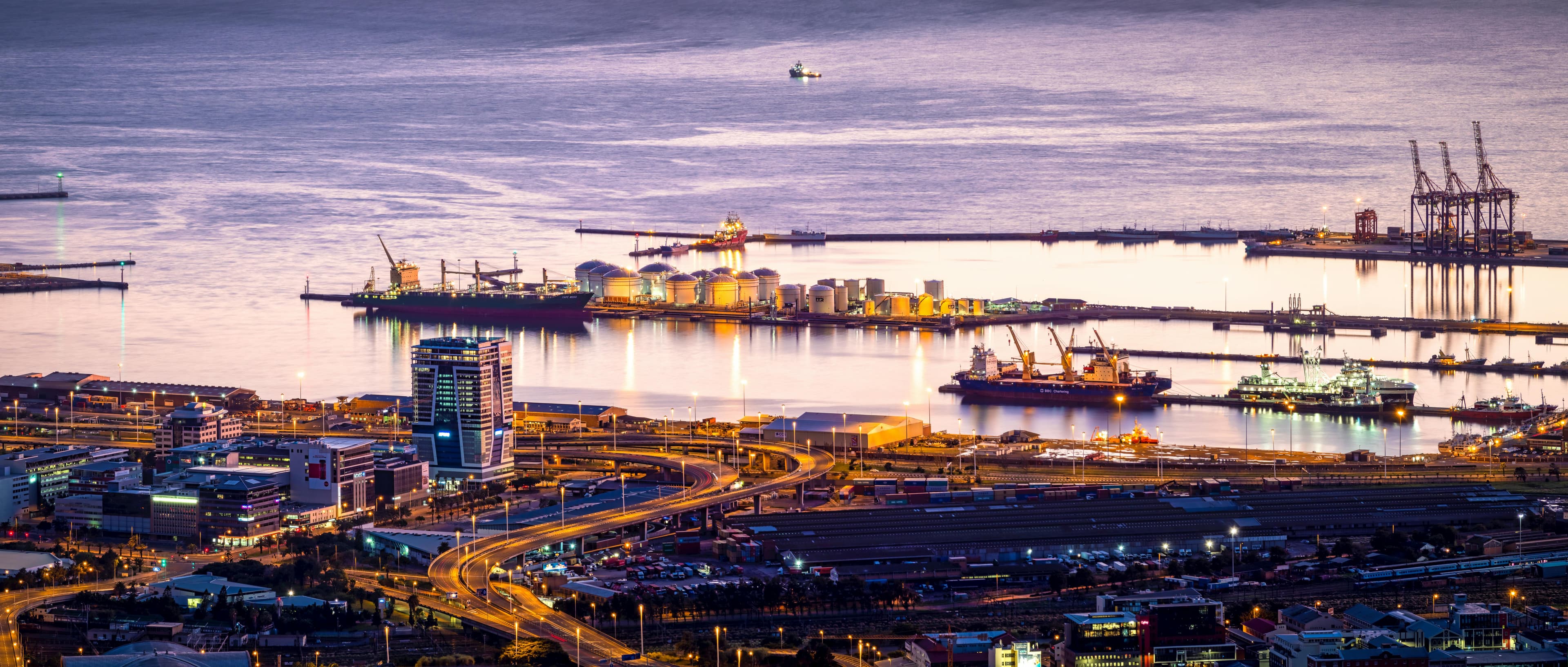 Maritime port with container ships